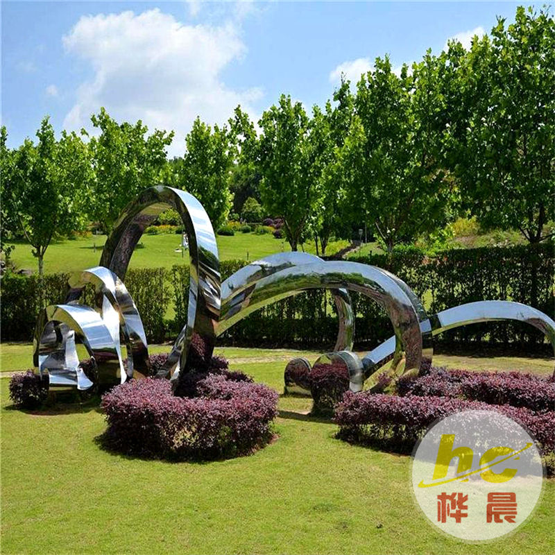 不锈钢雕塑定制大型铁艺圆环金属户外学校园林发光景观装饰品摆件