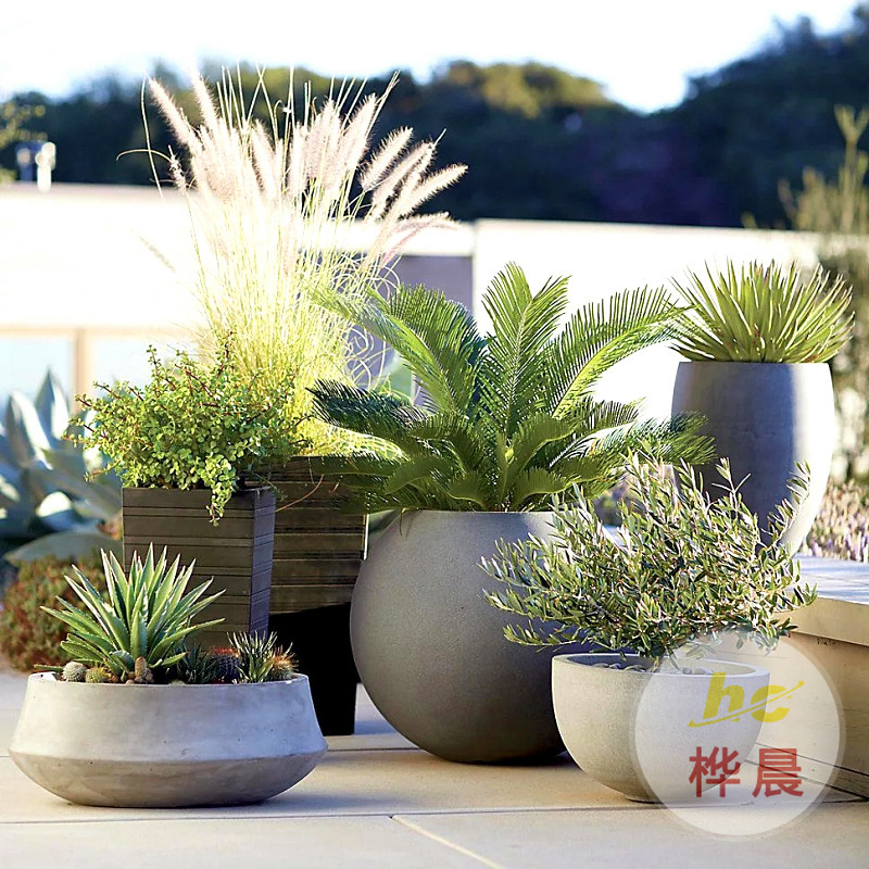 玻璃钢花盆商场酒店景观美陈花器户外广场落地大花盆组合摆件厂家