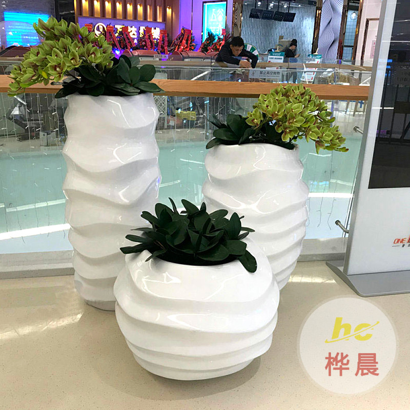 商场玻璃钢花盆户外大花箱玻璃纤维油漆花瓶酒店广场公园小区学校