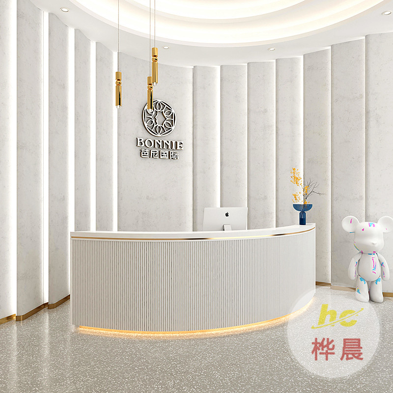 玻璃钢服务前台商场办公室异形接待烤漆展台吧台收银台摆件定制款