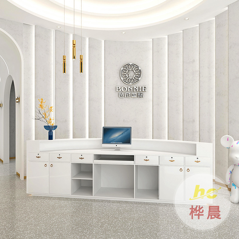 时尚大气前台接待台玻璃钢酒店前台美容院吧台售楼处沙盘千寻定制