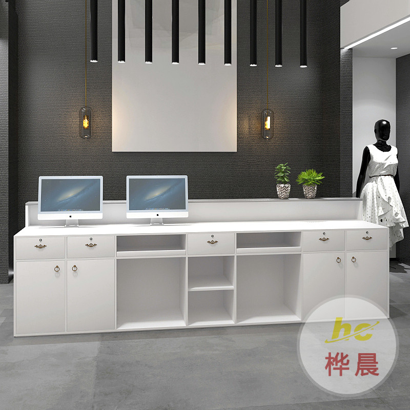 玻璃钢前台接待台异形吧台烤漆迎宾医美咨询台公司弧形收银台定制