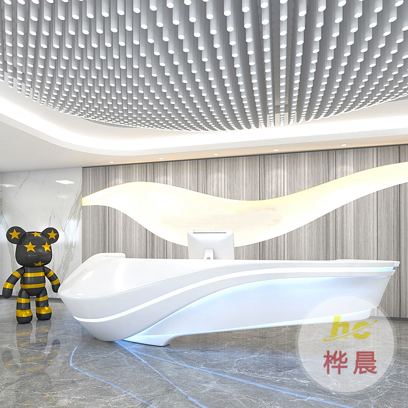 烤漆公司前台玻璃钢吧台教育机构咨询台美容院接待台迎宾台售楼部