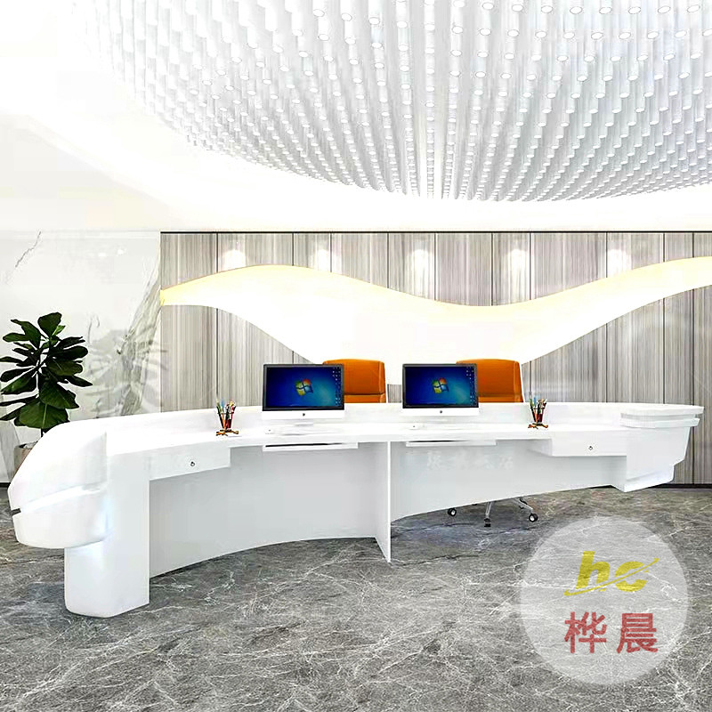 异形玻璃钢创意前台接待台简约现代美容院收银台轻奢酒店悬空吧台