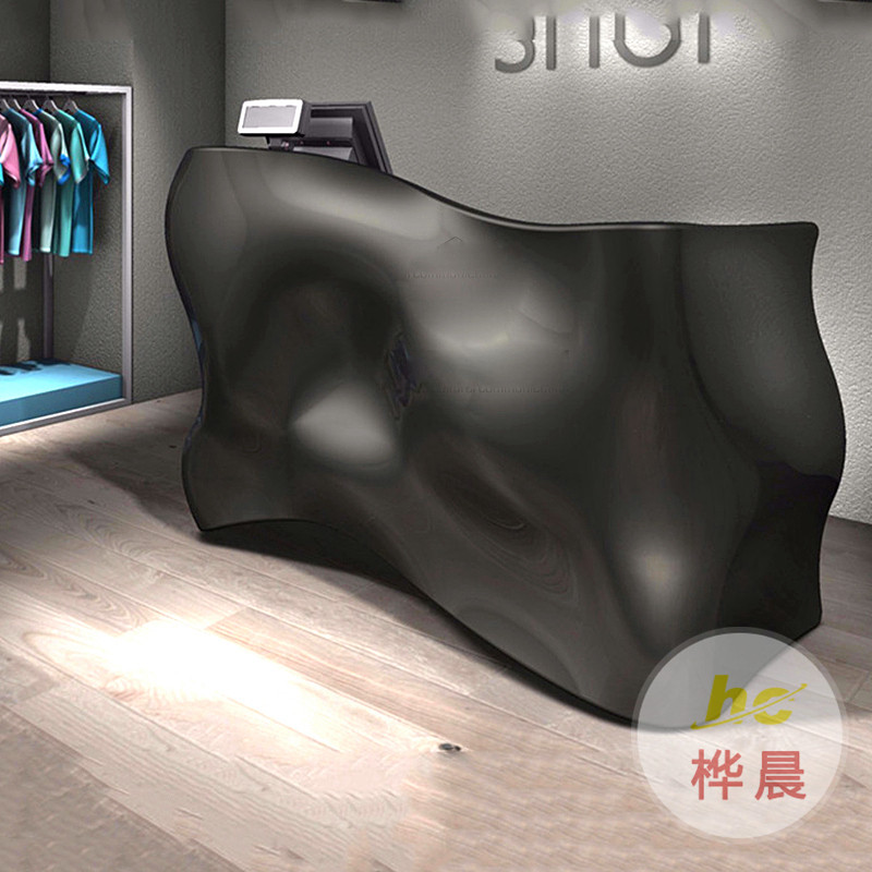 简约现代前台公司时尚收银台服装店吧台美容院接待台玻璃钢咨询台