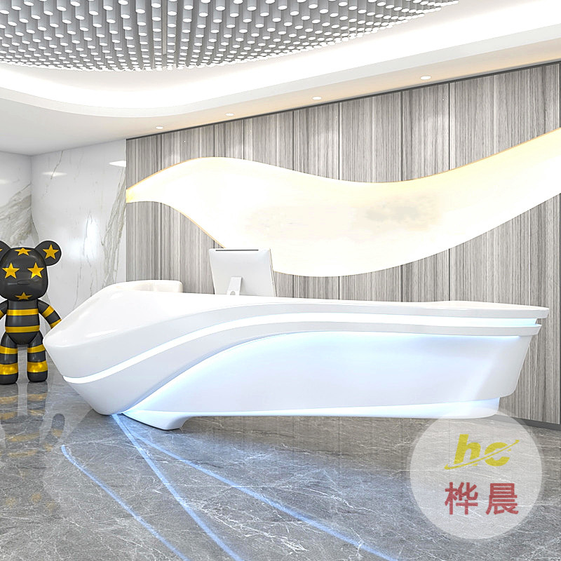 玻璃钢接待前台引导服务咨询前高端烤漆现代收银吧台迎宾公司定制