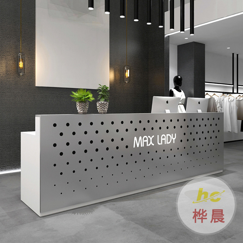 创意玻璃钢烤漆前台定制酒店公司高端接待台美容院收银台异形吧台