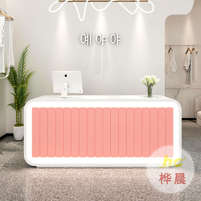 现代创意公司大堂接待前台异形玻璃钢烤漆服务吧台商场酒店收银台