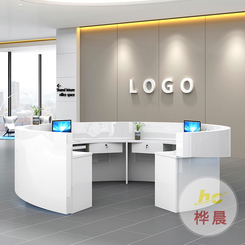 高端定制玻璃钢烤漆前台酒店接待台公司收银台高档迎宾台异形前台